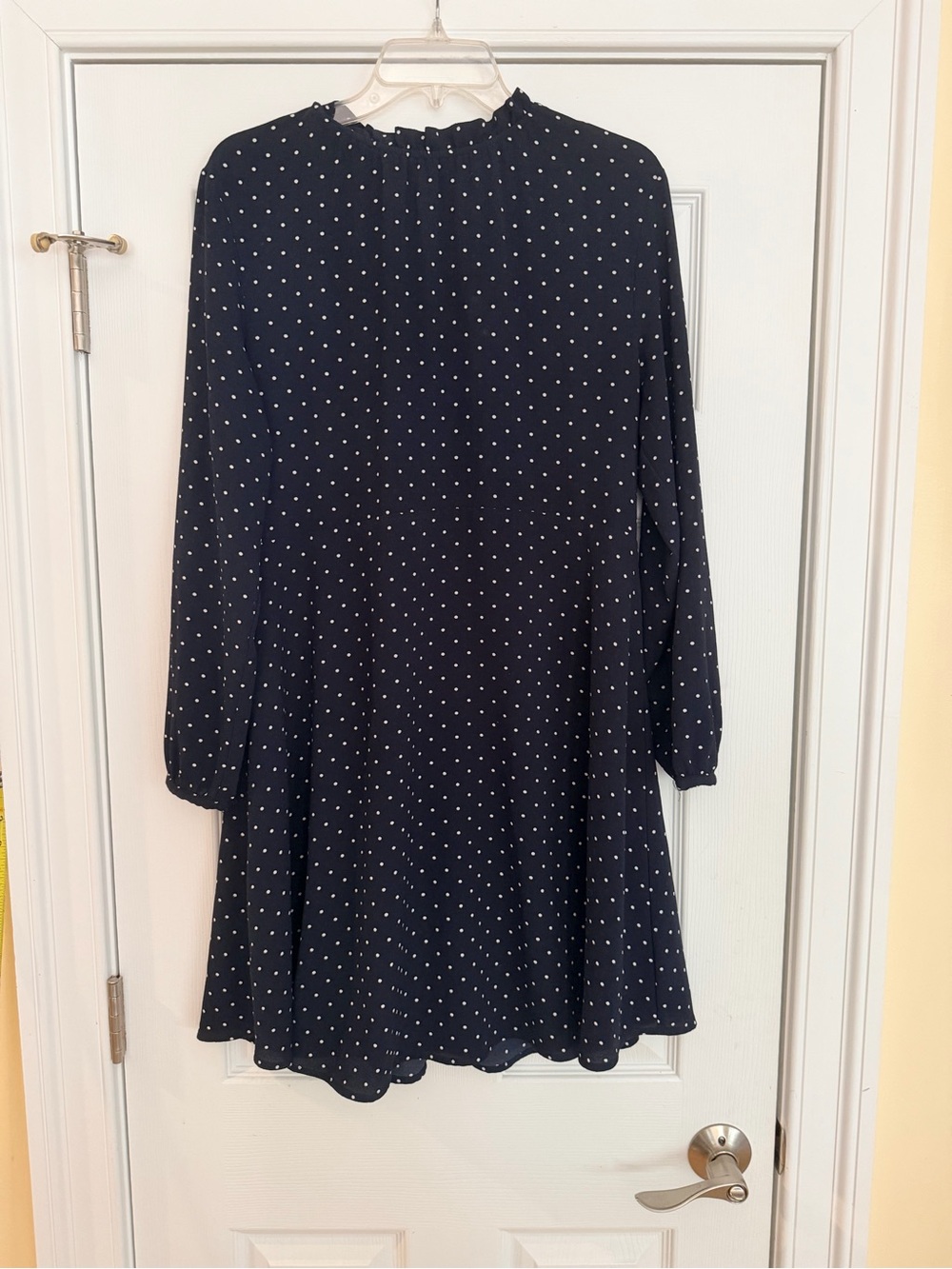 Ladies Size 14 "H&M" Navy Long-Sleeve Polka Dot Dress GUC